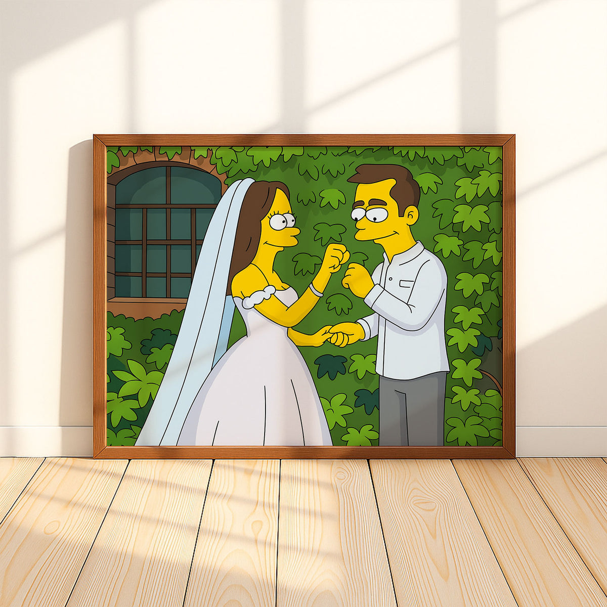 Whimsical Wedding Art: Homer and Marge Simpsons in Vibrant Cartoon Style
 - 5