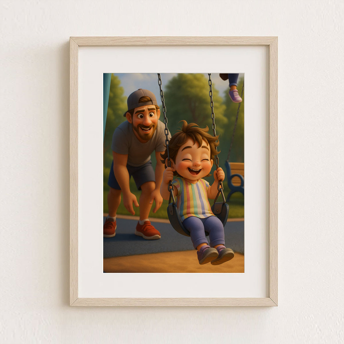 Heartwarming Disney-Inspired Mother and Daughter Art Print - Bright and Cheerful Family Portrait
 - 5