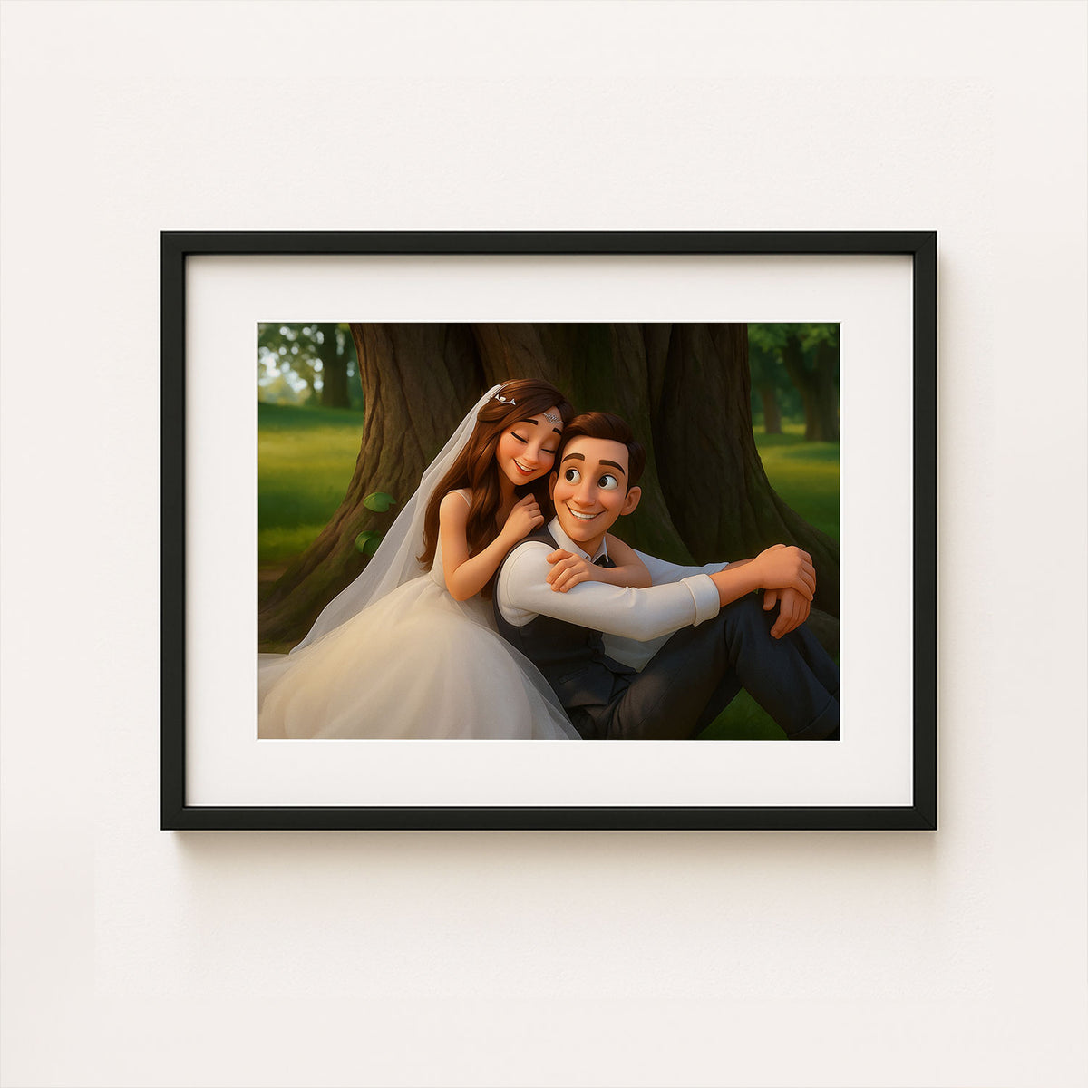 Charming Animated Wedding Portrait of Bride and Groom - Perfect for Home Decor and Gift Ideas
 - 5