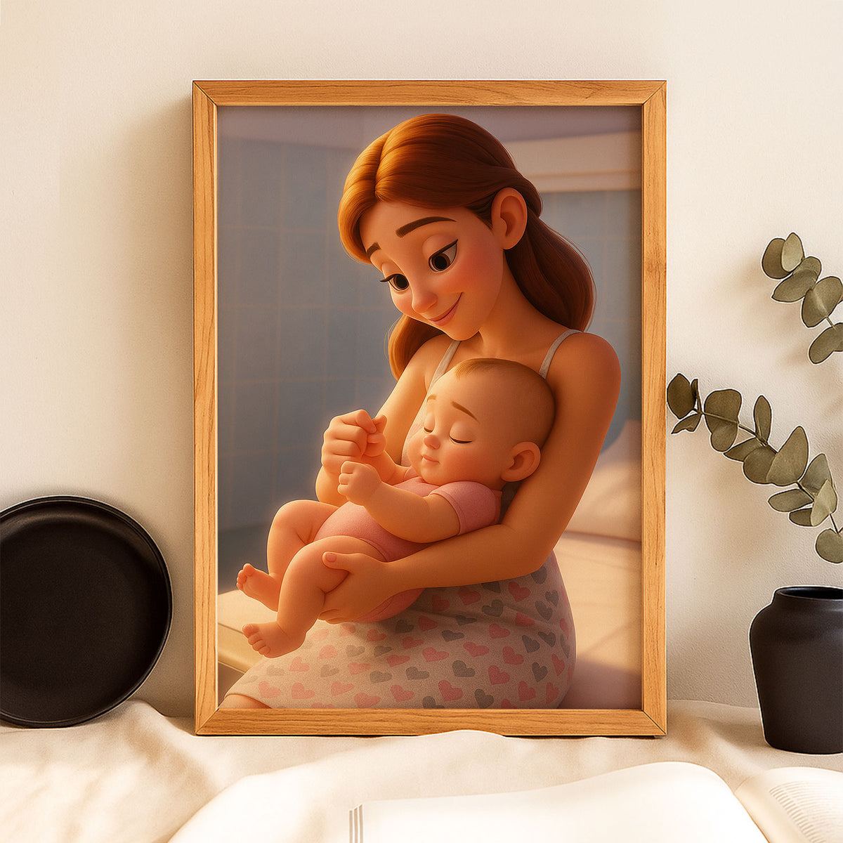 Charming Disney-Inspired Artwork of a Mother and Baby: Heartwarming Digital Illustration for Nursery Decor
 - 5