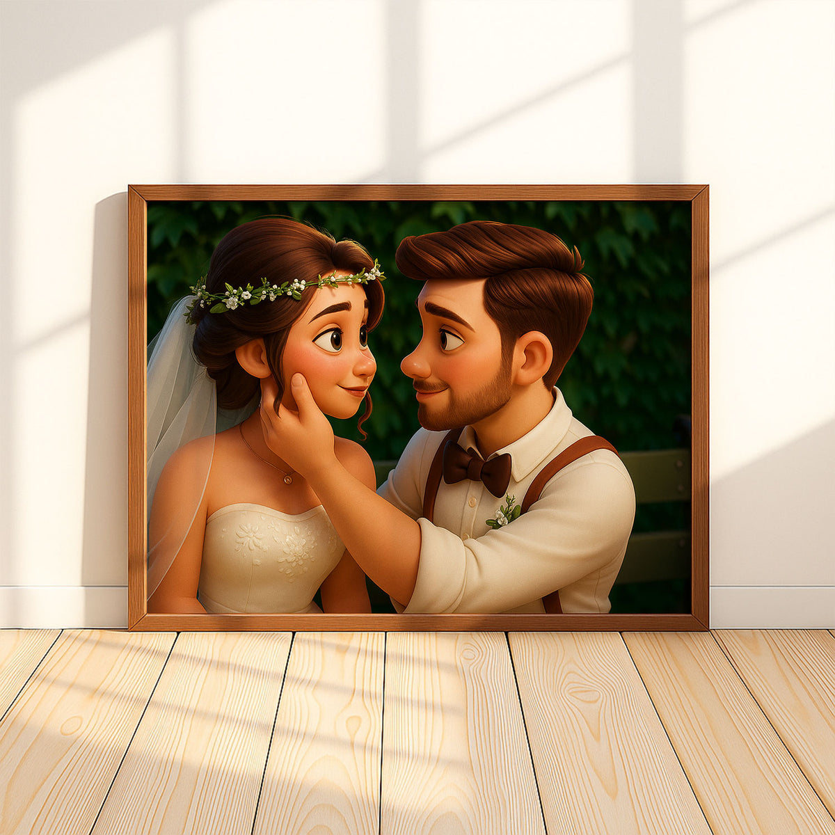 Whimsical Couple Portrait: Charming Animated Wedding Art for a Blissful Home Décor
 - 5