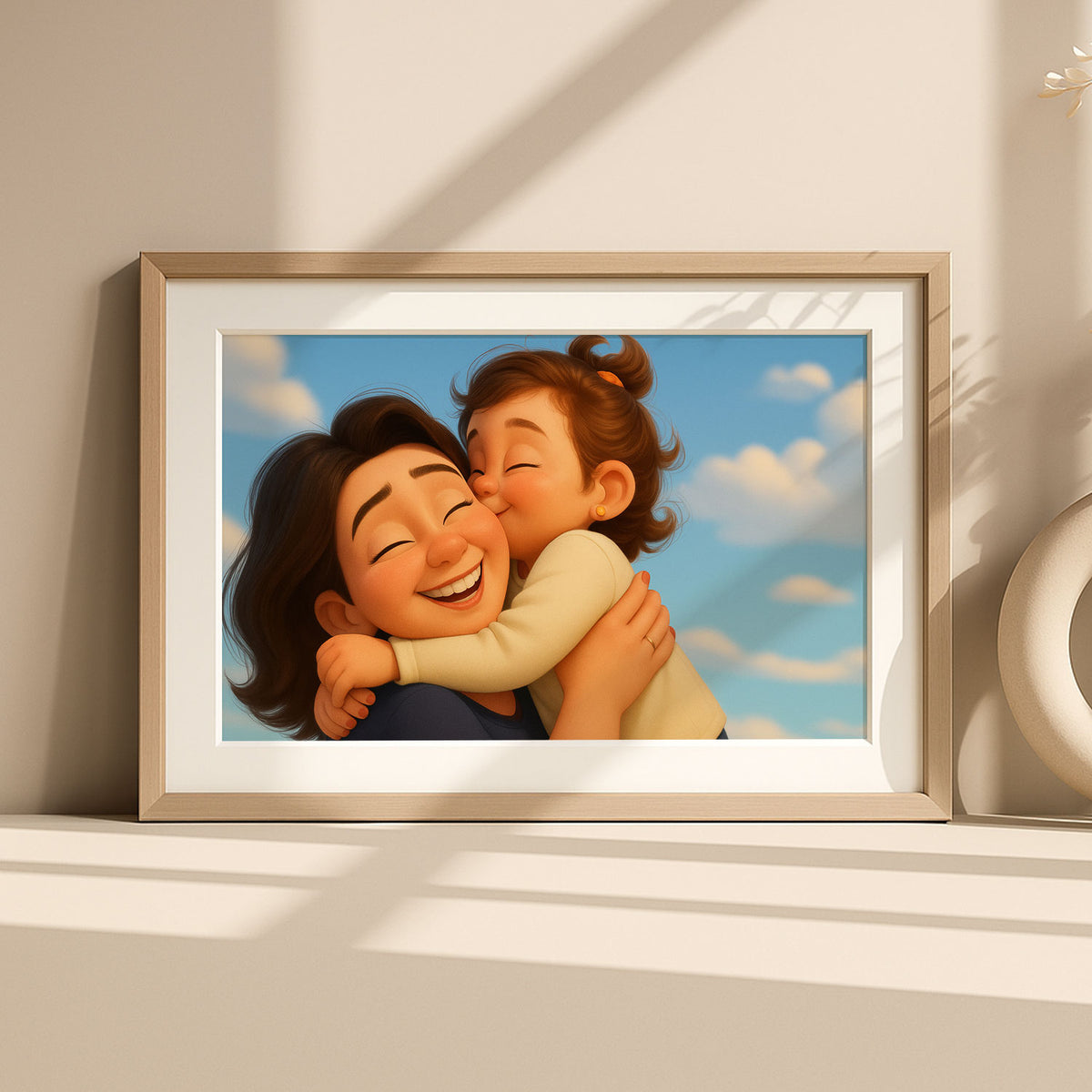 Charming Family Portrait: Heartwarming Cartoon Art of Parents with Baby in Vibrant Style for Modern Home Decor
 - 5