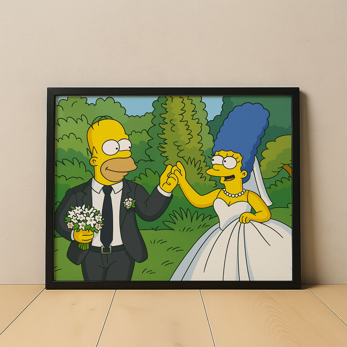 Charming Simpsons Wedding Art Print – Celebrate Love with Fun Cartoon Style Decor!
 - 5