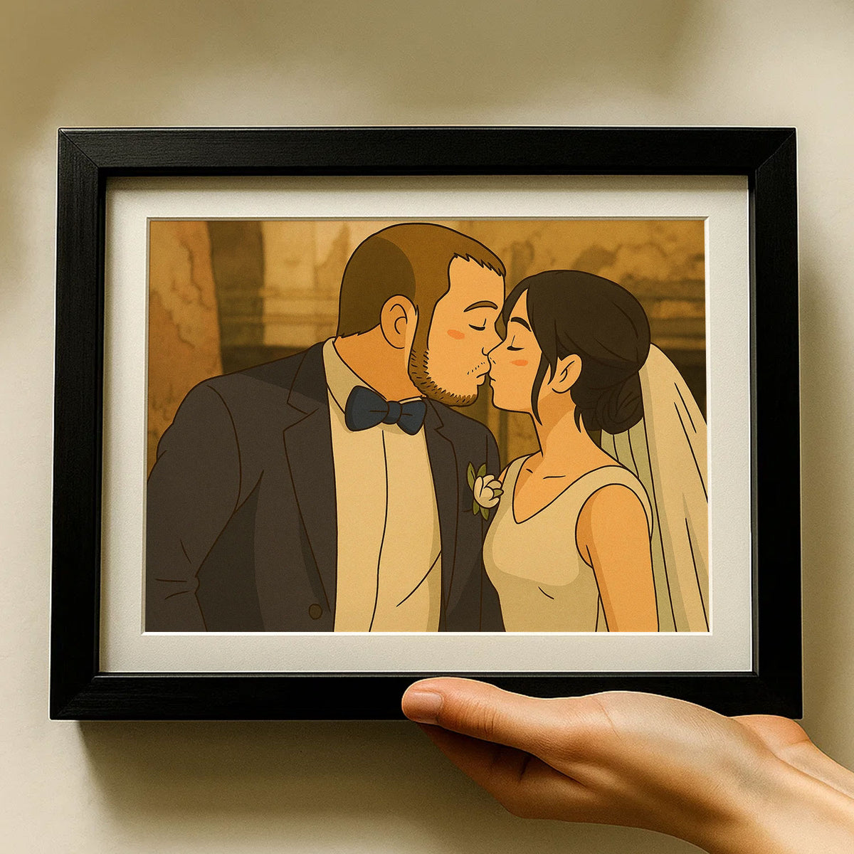 Romantic Wedding Kiss Art Print | Elegant Anime Style Artwork for Home Décor
 - 5