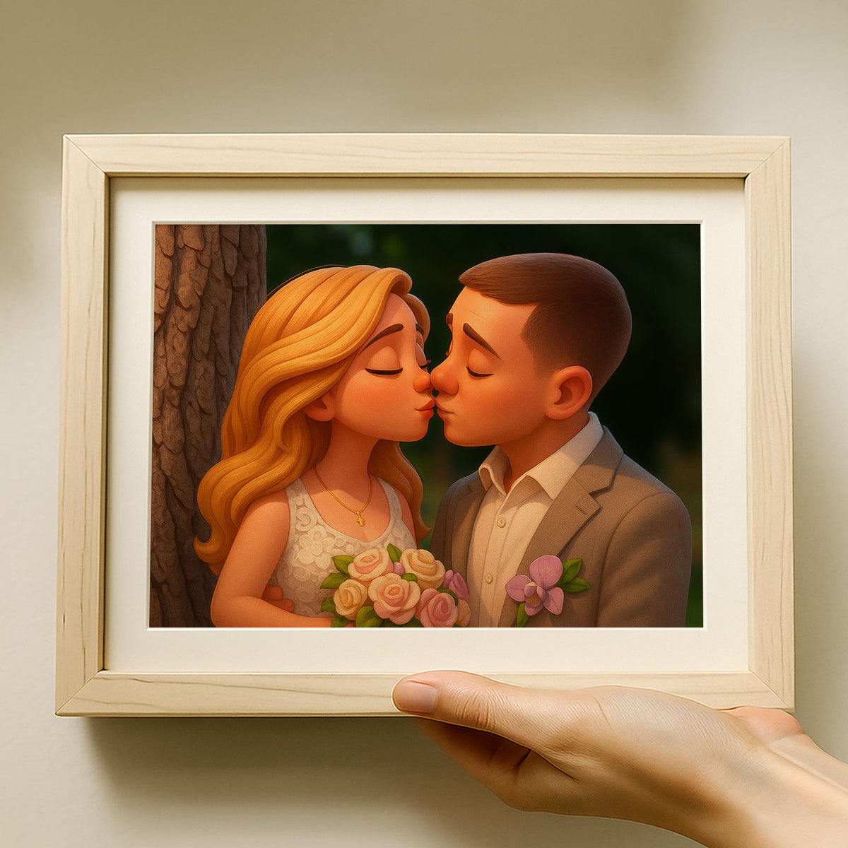 Charming Animated Wedding Portrait: Love and Joy Captured in Whimsical Style
 - 5