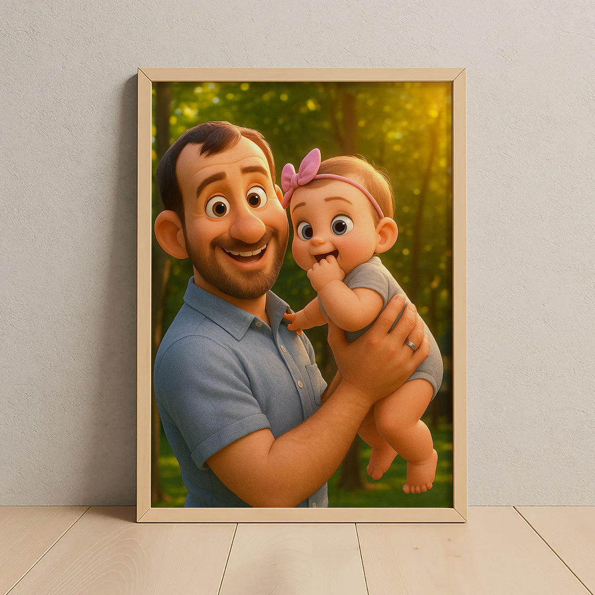 Heartwarming Family Portrait Art Print in Vibrant Cartoon Style - Perfect for Kids&#39; Rooms and Family Spaces
 - 5