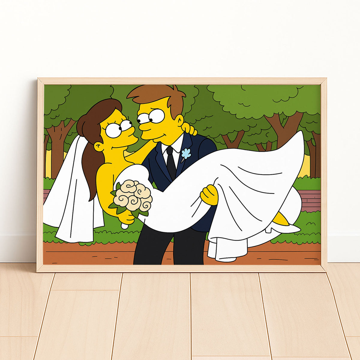 Whimsical Wedding Bliss: Cartoon Bride with Bubbles in Vibrant Illustration Style
 - 5