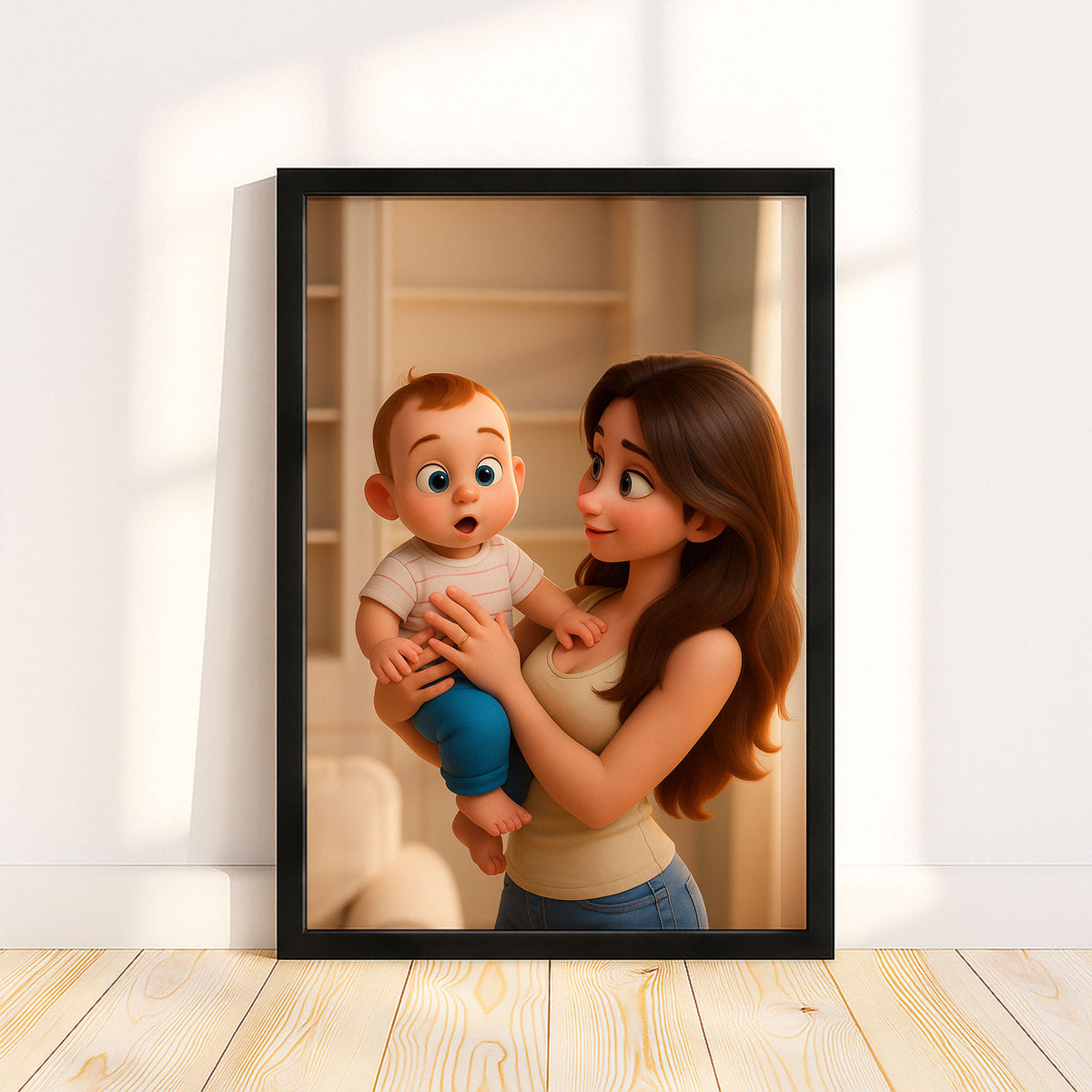 Heartwarming Mother and Baby Cartoon Art Print – Perfect Nursery Decor for a Cozy and Stylish Home
 - 5