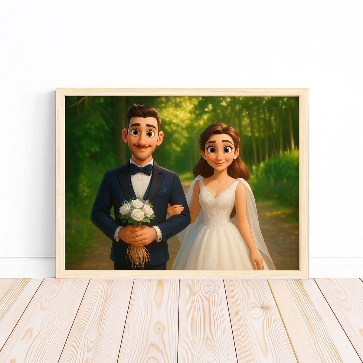 Charming Animated Wedding Couple Art Print - Perfect for Home Decor and Romantic Gifts
 - 5