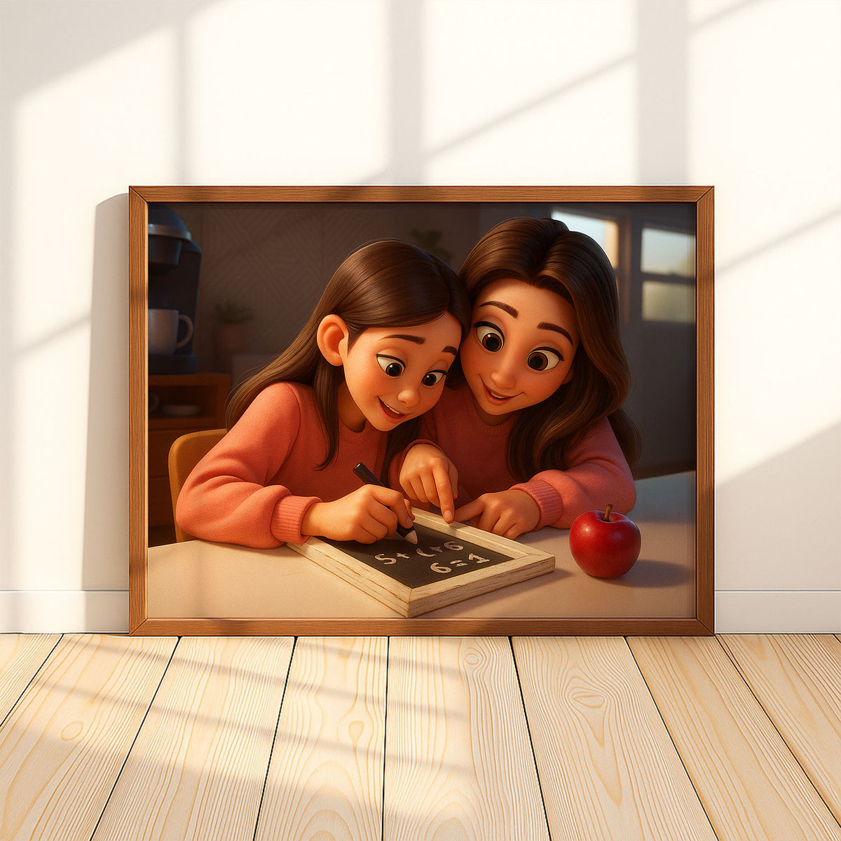 Warm Embrace: Stunning Cartoon-Style Art of Mother Kissing Baby - Perfect Gift for New Moms and Nursery Décor
 - 5