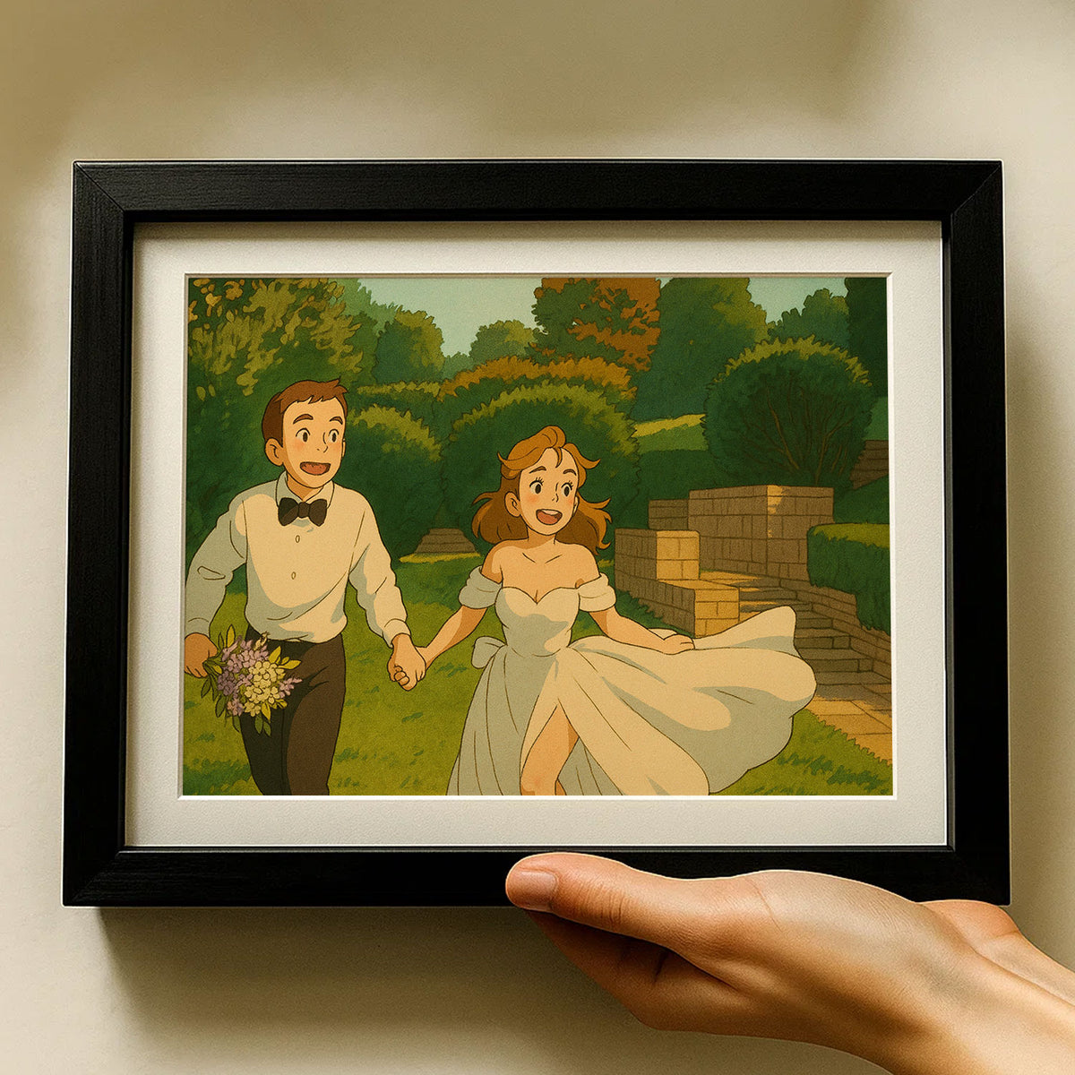 Charming Wedding Kiss Art Print - Romantic Cartoon Style Love Illustration for Your Home Decor
 - 5