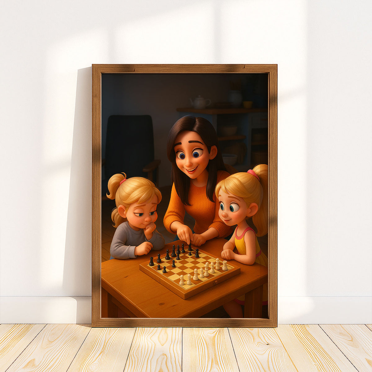 Whimsical Mother and Baby Cartoon Print: Heartwarming Digital Art for Your Nursery or Family Space
 - 5