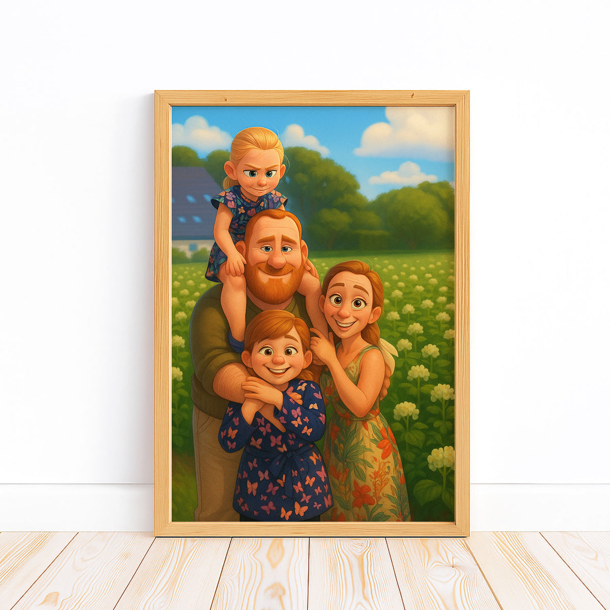 Heartwarming Cartoon Portrait of Mother and Daughter - Perfect Gift for Family Love and Togetherness
 - 5