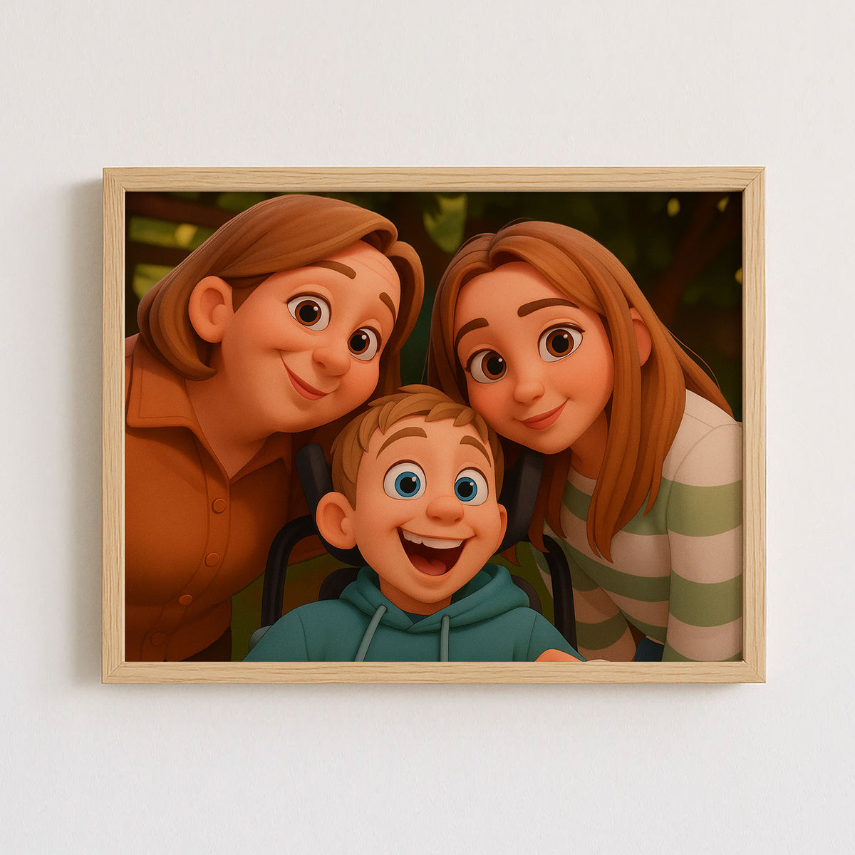 Charming Family Portrait: Heartwarming Cartoon Art Featuring Joyful Parents and Baby
 - 4