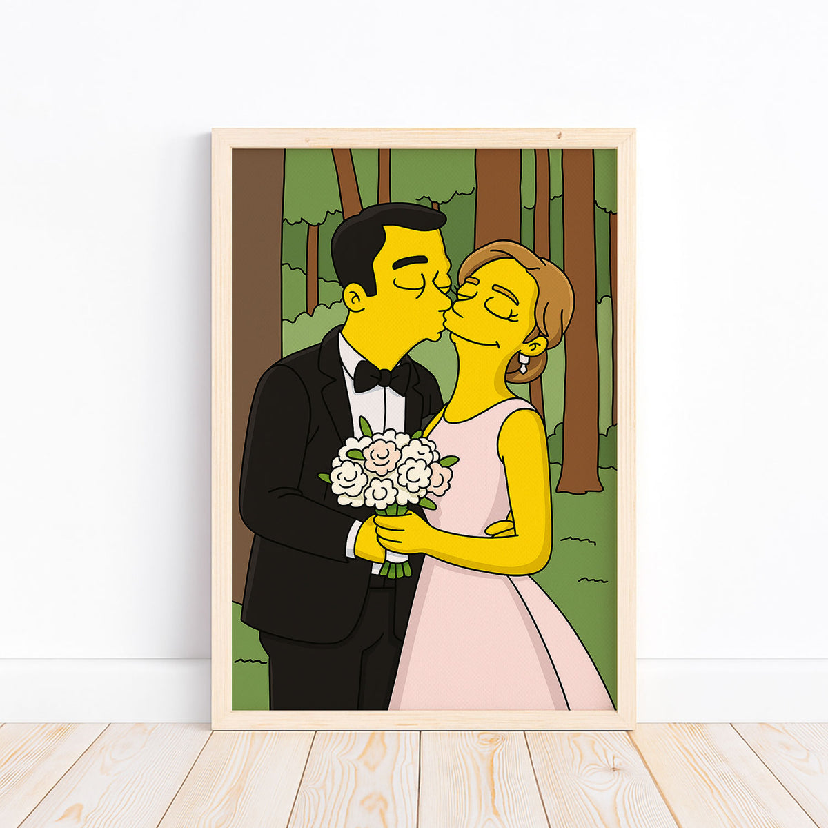 Whimsical Simpsons Wedding Art Print – Perfect Gift for Fans of Pop Culture and Unique Home Decor
 - 5