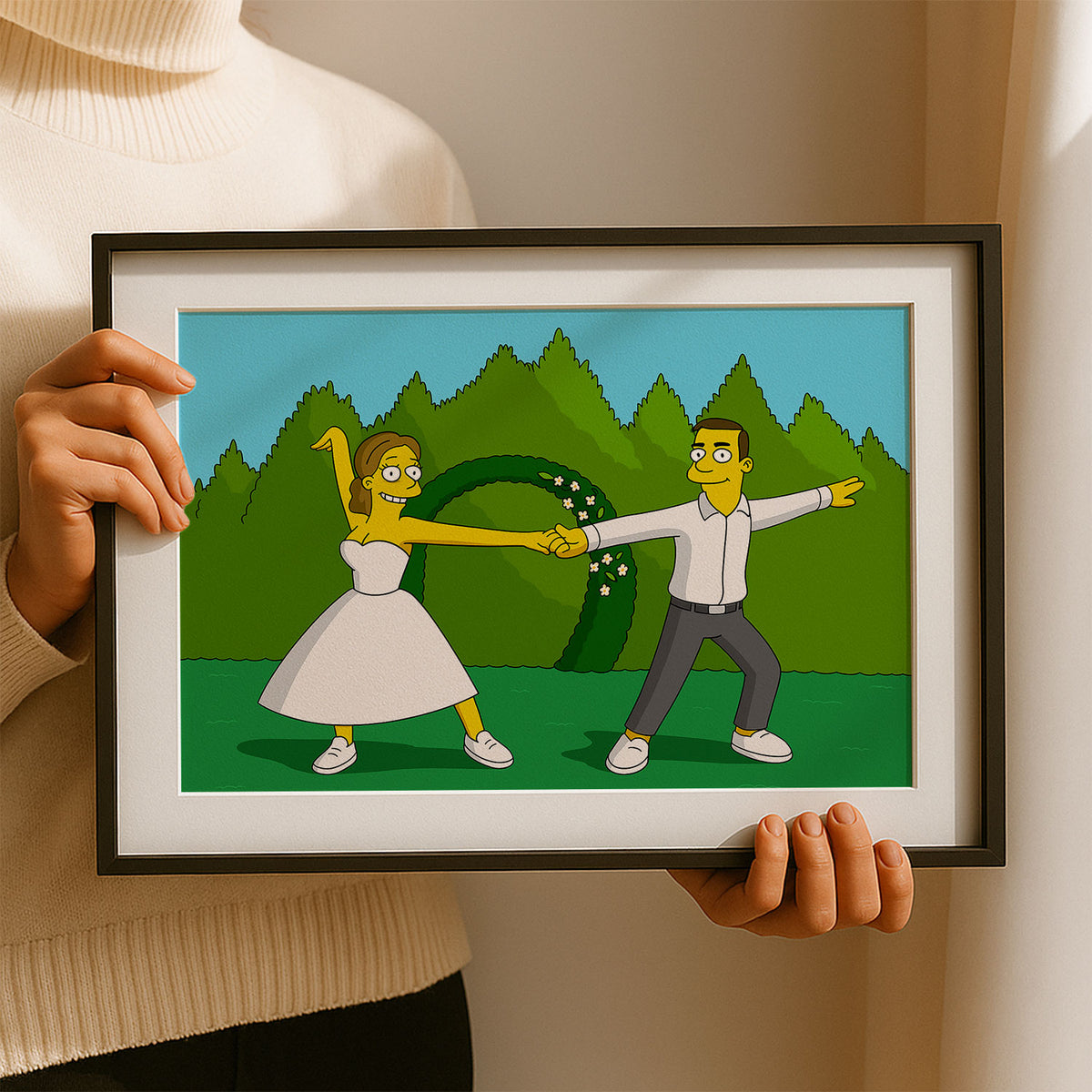 Charming Cartoon Wedding Art Print in a Playful Style - Perfect for Home Decor or Gifts
 - 5