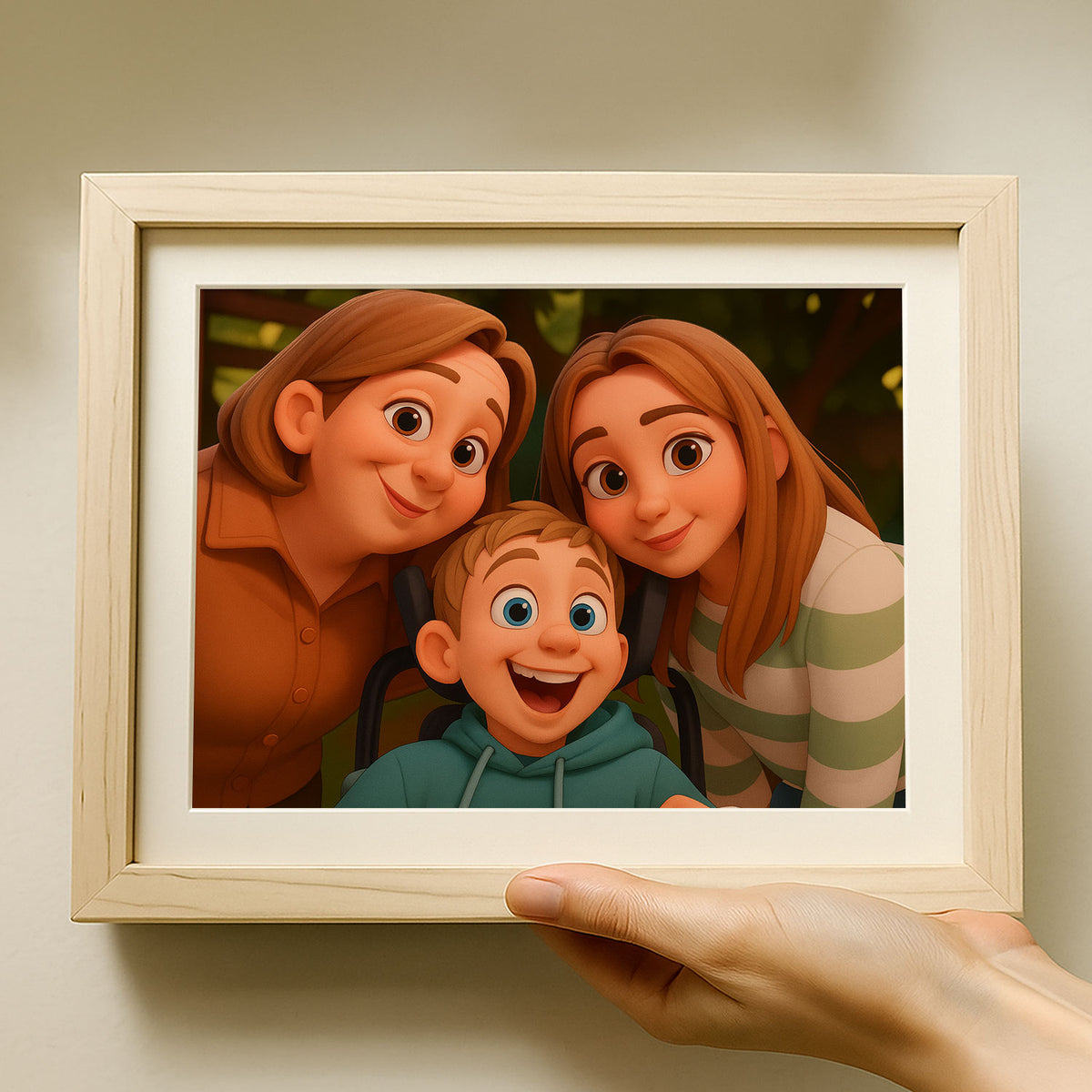 Charming Family Portrait Art: Whimsical Cartoon Style with Happy Kids and Loving Parents
 - 5