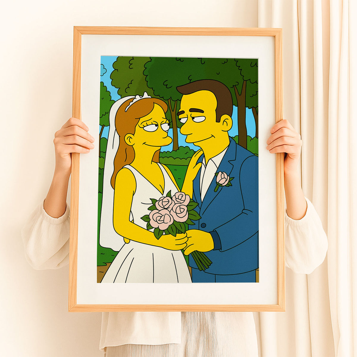Charming Simpsons Wedding Art Print - Homage to Love in Vibrant Cartoon Style
 - 5