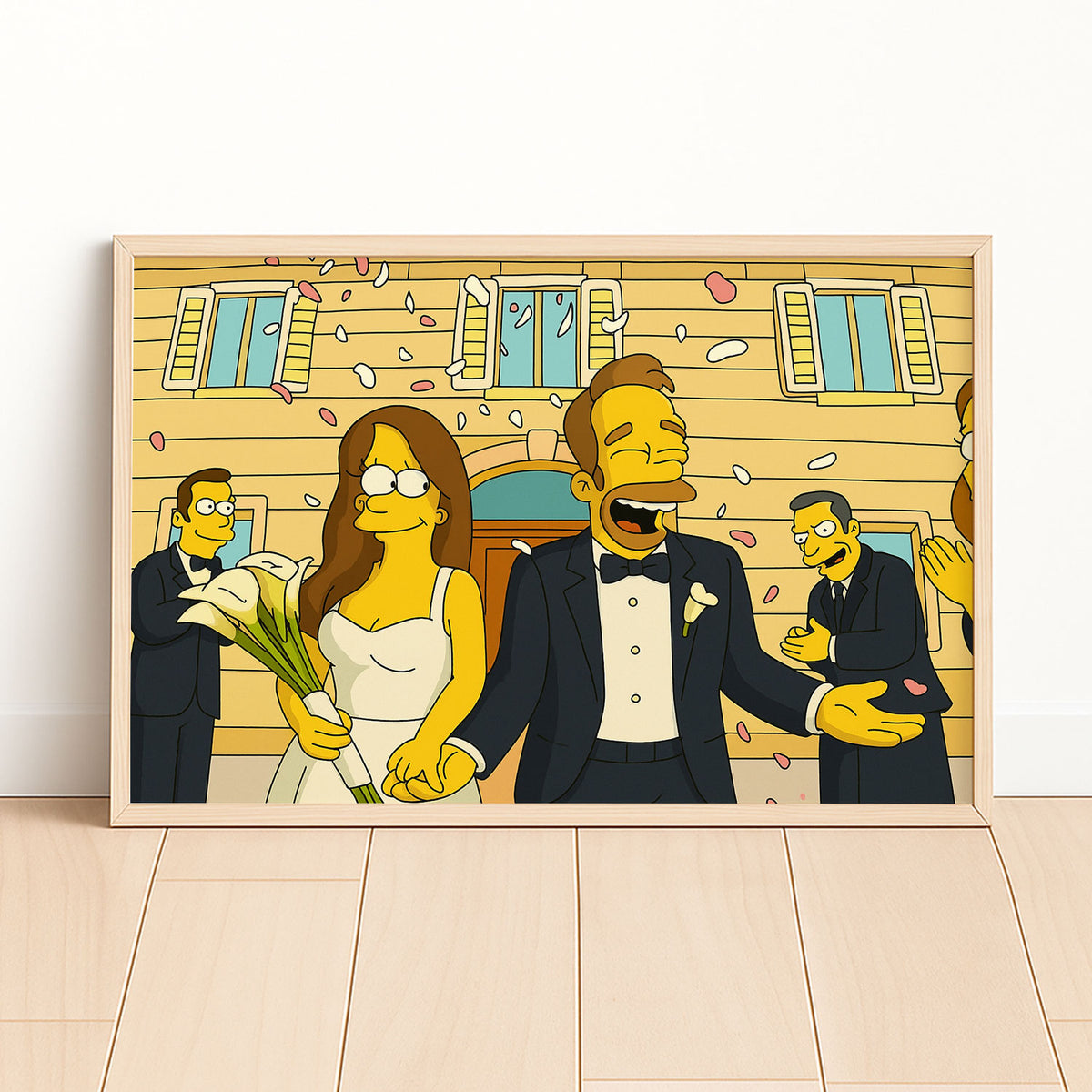 Charming Simpsons Wedding Art – Homer and Marge&#39;s Colorful Love Story Print
 - 5