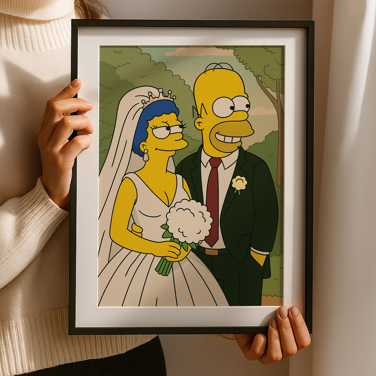 Whimsical Cartoon Wedding Art Print in Iconic Style – Celebrate Love with a Unique Simpsons-Inspired Design
 - 5