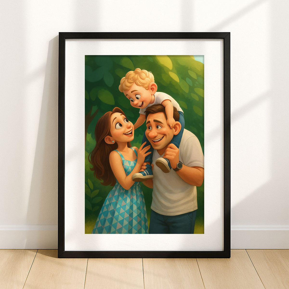 Charming Mother-Daughter Bond in Vibrant Cartoon Style Artwork for Family Decor
 - 5