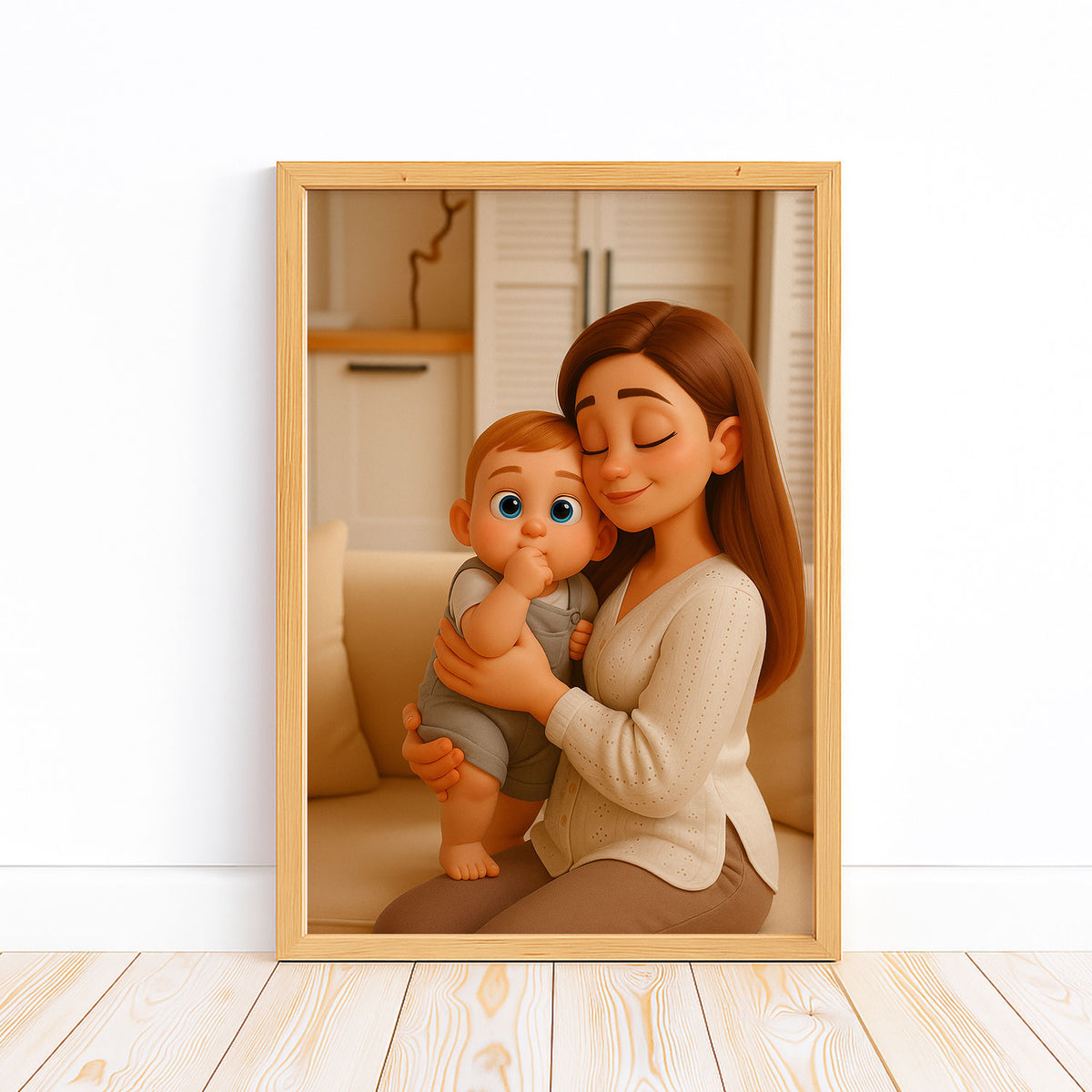 Charming Cartoon Style Mother and Baby Wall Art - Perfect for Nursery Decor and Gifts for New Moms
 - 5