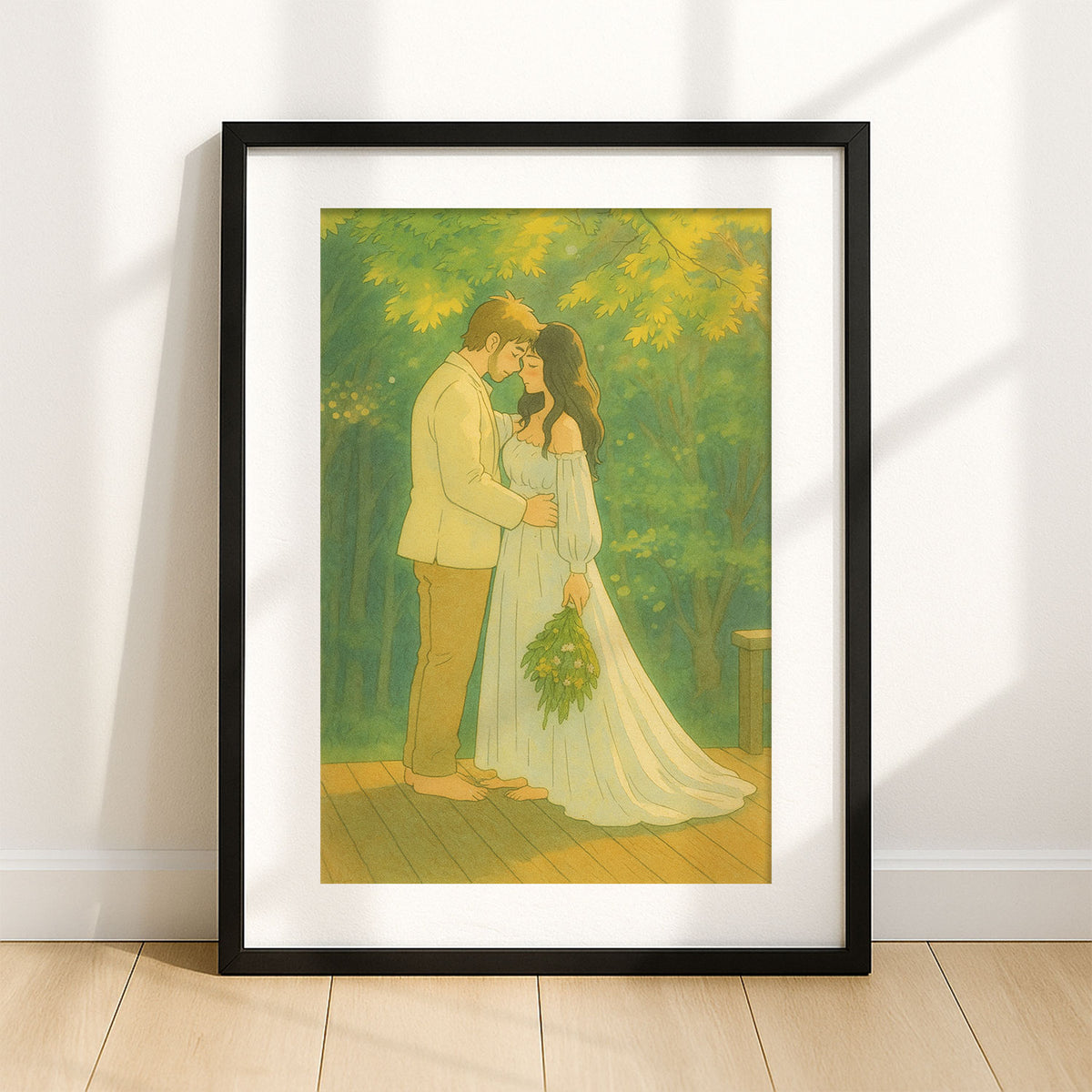 Romantic Wedding Couple Art Print in Charming Cartoon Style – Perfect for Home Décor and Gifts
 - 5