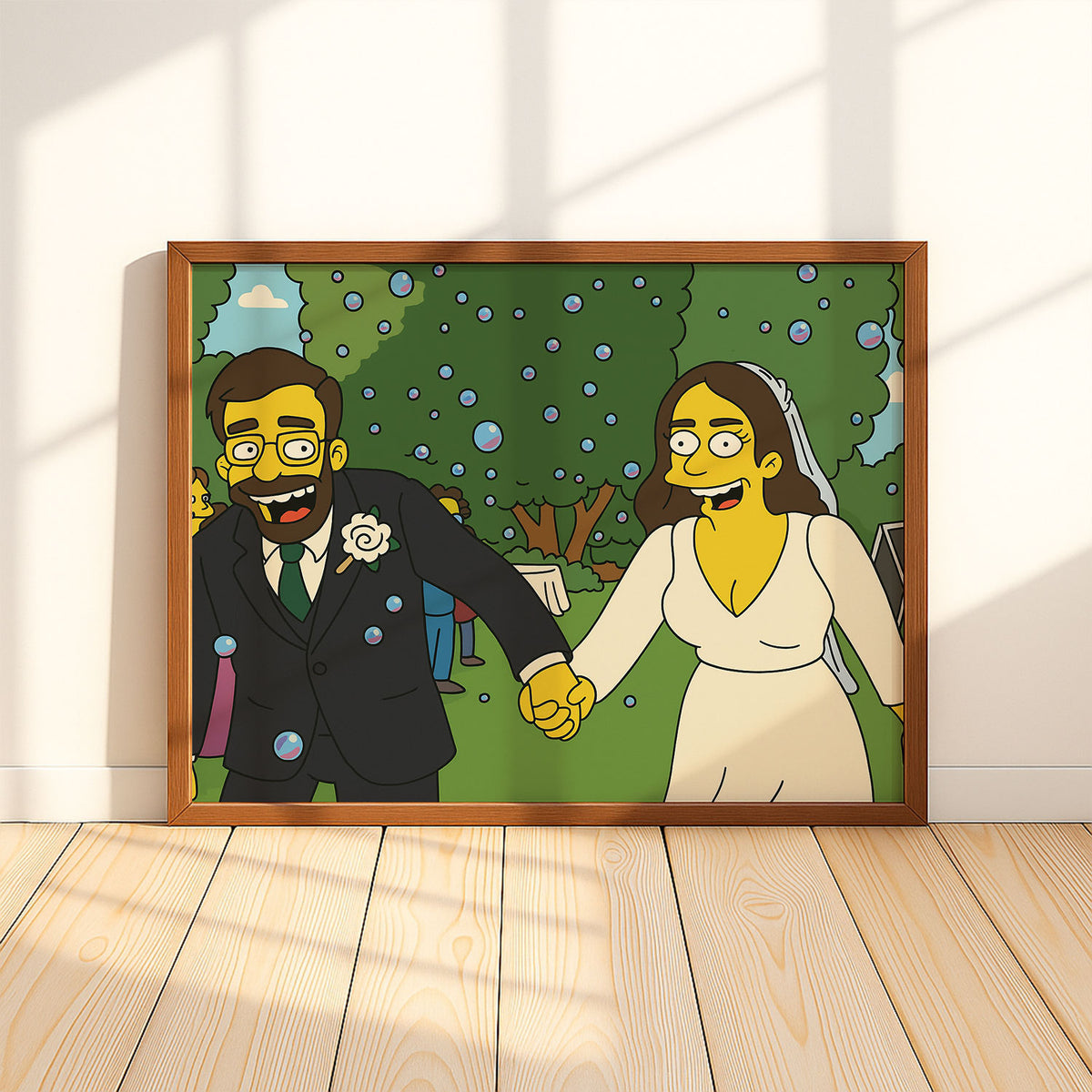 Charming Cartoon Wedding Art Print in a Playful Style - Perfect for Home Decor or Gifts
 - 6
