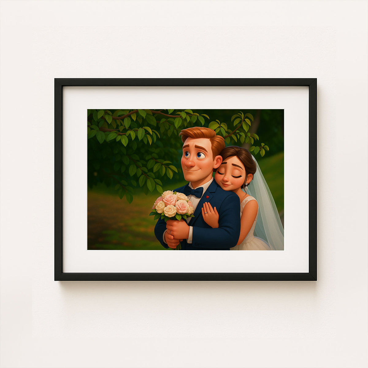 Charming Cartoon Wedding Art: Cute Couple Portrait for Your Home Decor Collection
 - 6