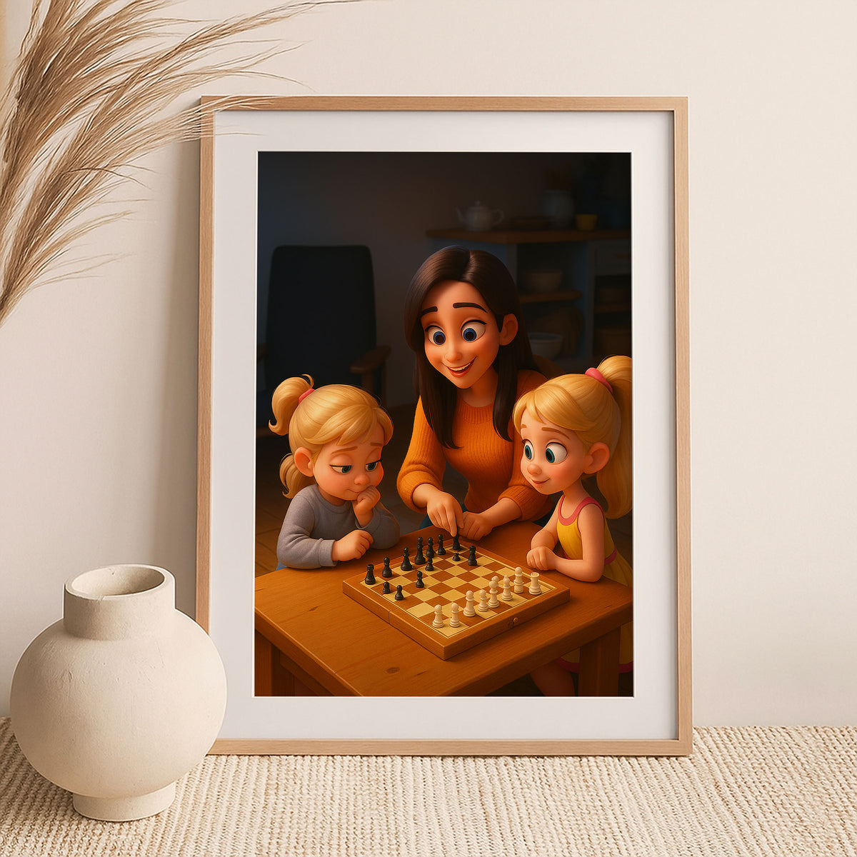 Whimsical Cartoon Portrait of a Grandmother and Granddaughter Embracing: Perfect Gift for Family Love and Memories
 - 6