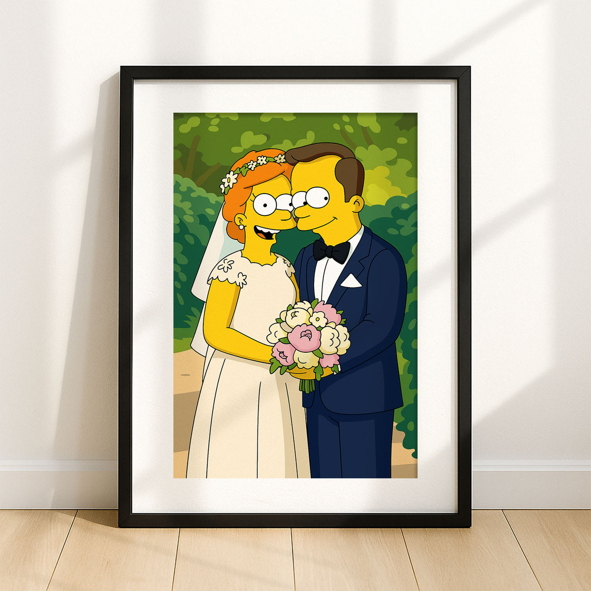 Whimsical Simpsons Wedding Art Print – Celebrate Love with Fun Cartoon Style Decor
 - 6