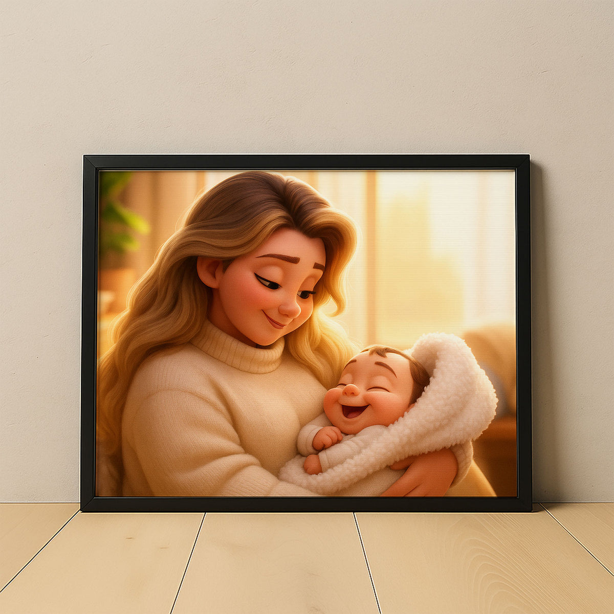 Heartwarming Disney-Inspired Art of a Mother and Baby: Cozy Moments Captured in Enchanting Illustrative Style
 - 6