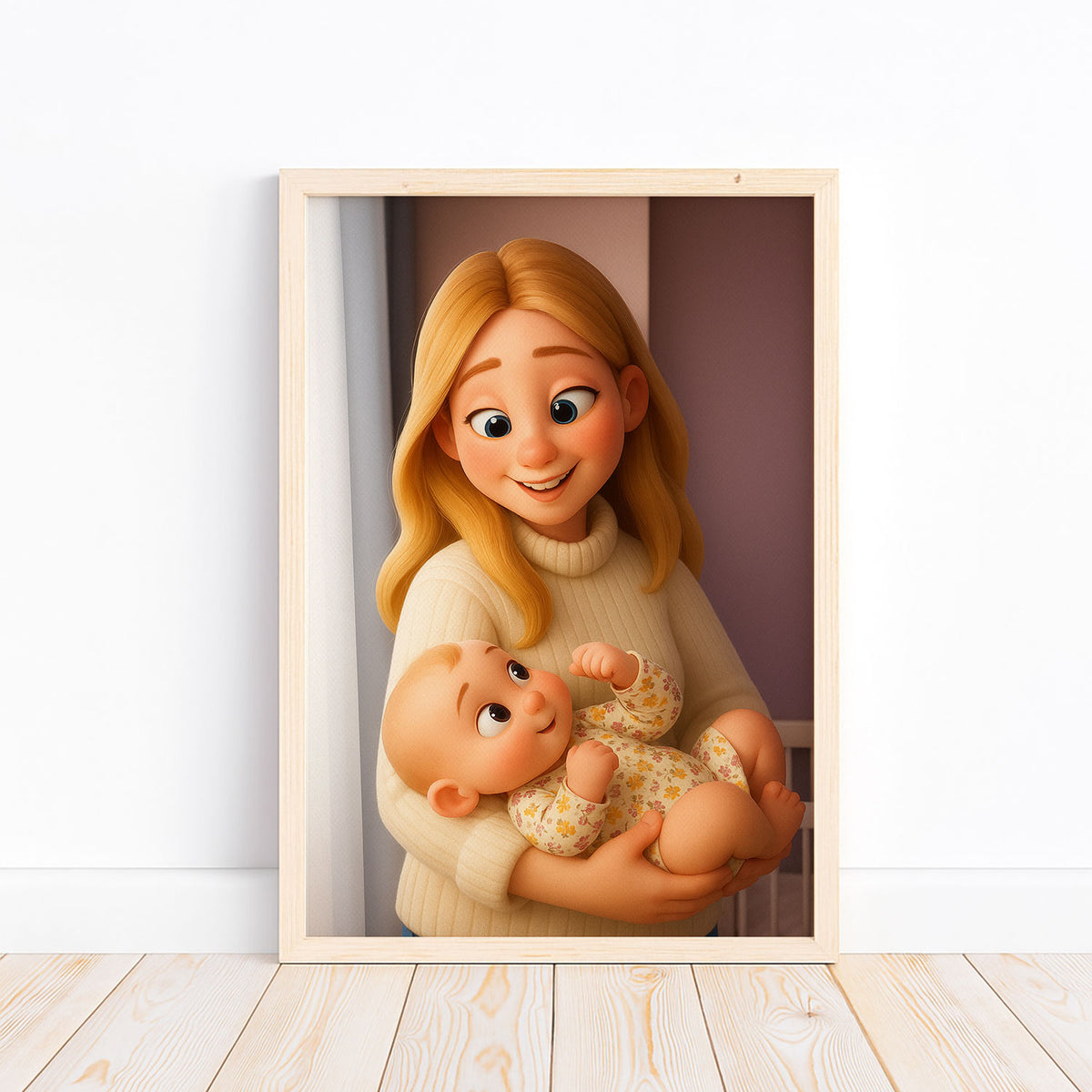 Charming Cartoon Style Mother and Baby Wall Art - Perfect for Nursery Decor and Gifts for New Moms
 - 6
