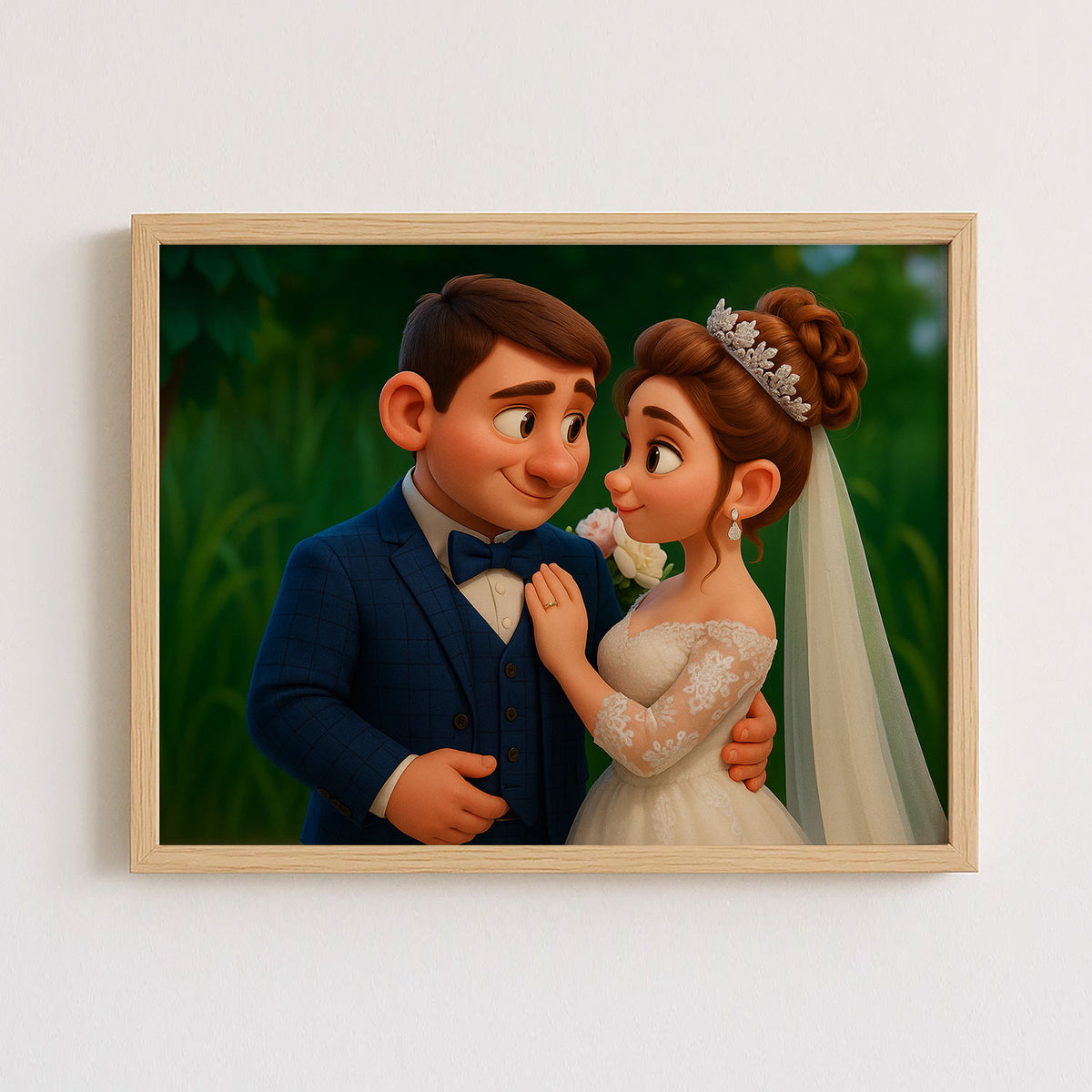 Charming Cartoon Wedding Kiss Art Print – Perfect Gift for Newlyweds and Couples in Love
 - 6