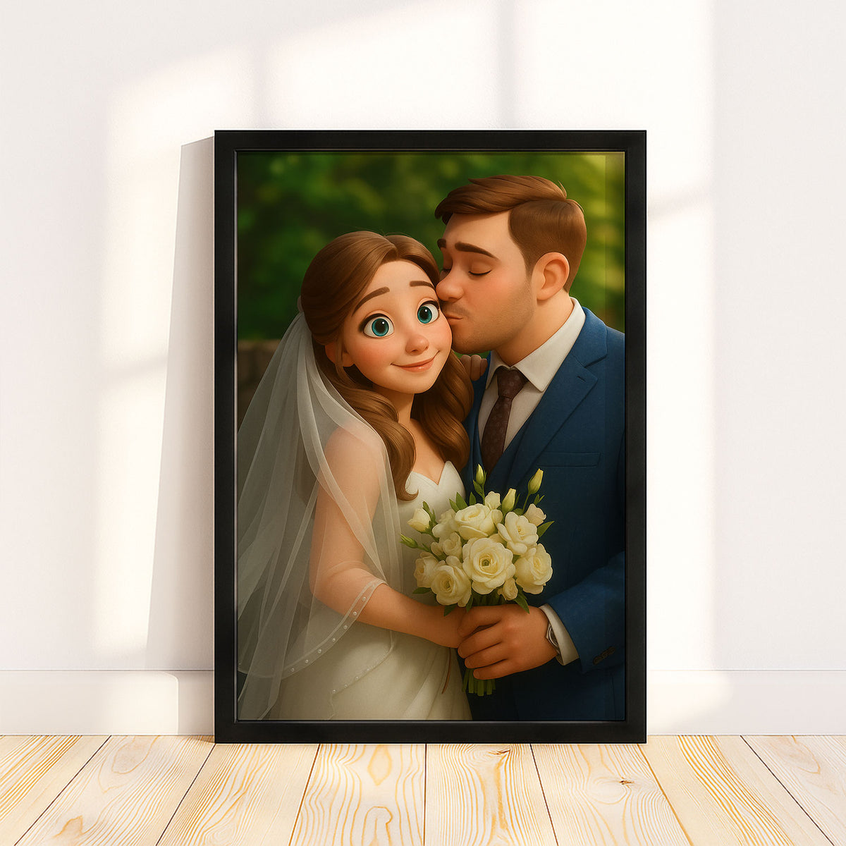 Charming Cartoon Wedding Portrait of Bride and Groom – Perfect Gift for Newlyweds and Wedding Decor
 - 6