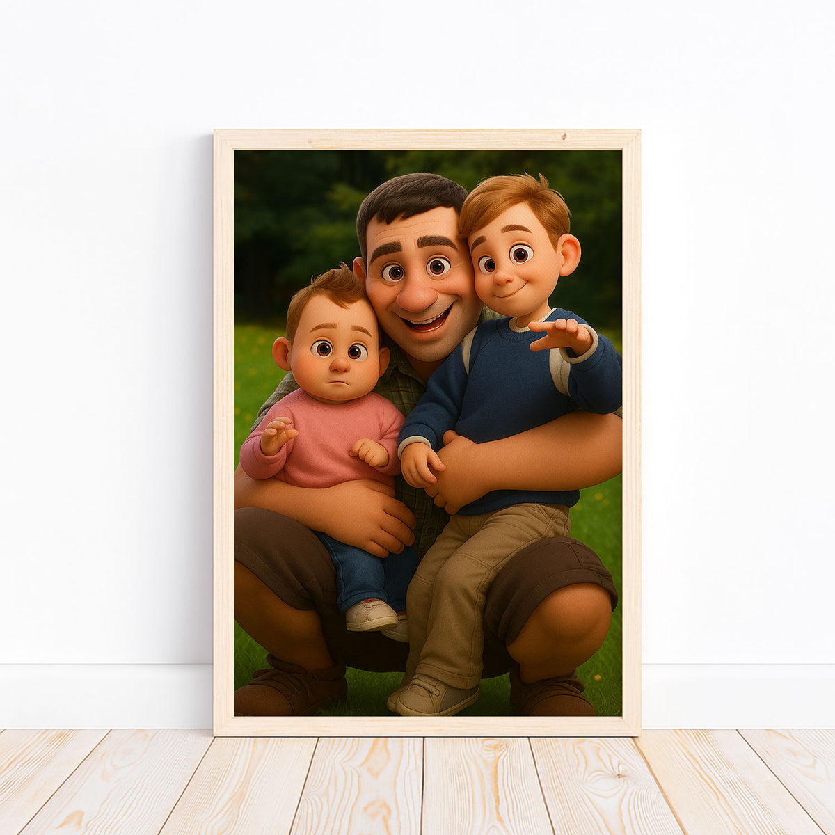Heartwarming Family Portrait Art Print in Vibrant Cartoon Style - Perfect for Kids&#39; Rooms and Family Spaces
 - 6