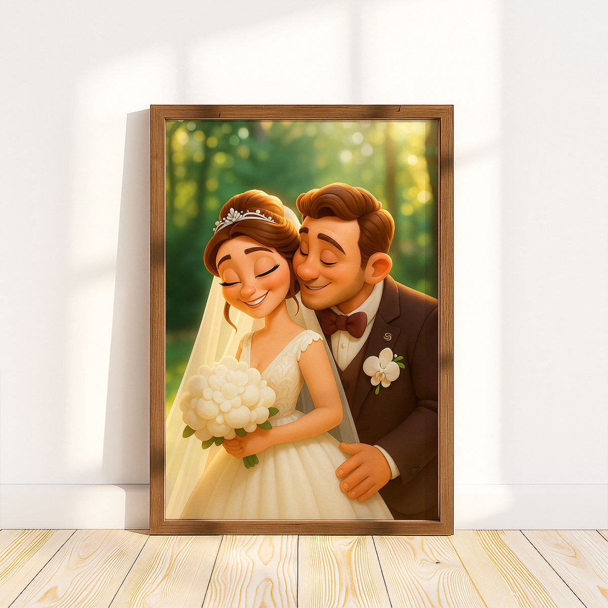 Charming Cartoon Wedding Artwork: Celebrating Love with a Cute Bride and Groom Illustration in a Whimsical Style
 - 6