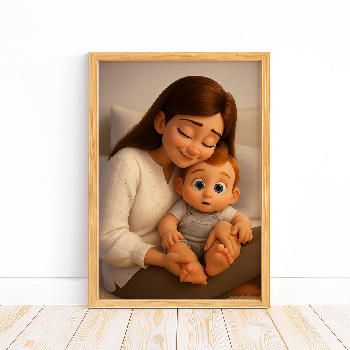 Heartwarming Mother and Baby Cartoon Art Print – Perfect Nursery Decor for a Cozy and Stylish Home
 - 6