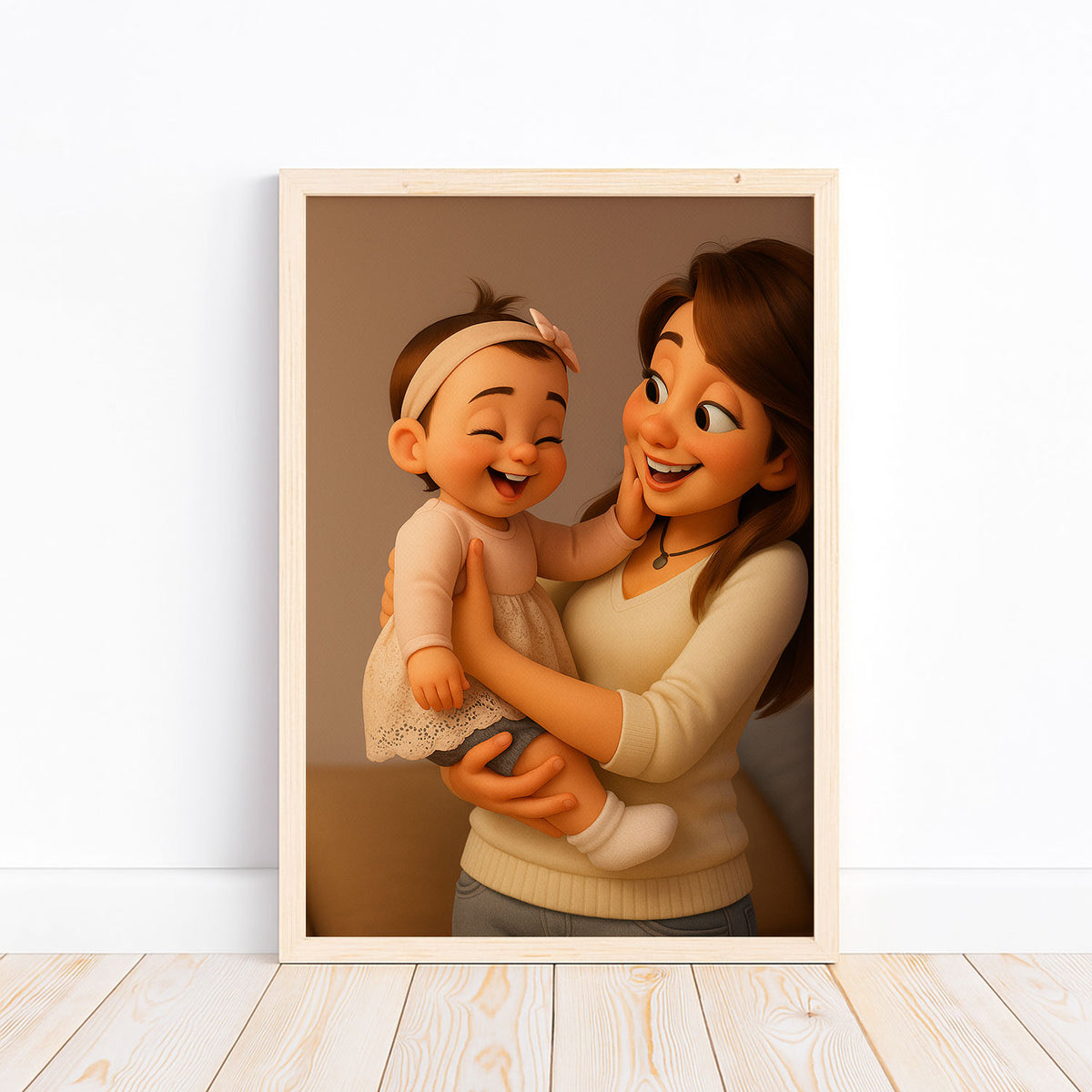 Heartwarming Mother and Baby Illustration - Adorable Cartoon Art for Nursery Decor, Perfect Gift for New Moms
 - 5
