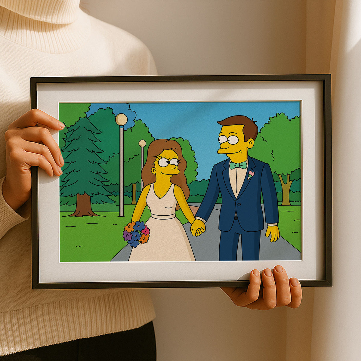Charming Simpsons Wedding Art Print – Celebrate Love with Fun Cartoon Style Decor!
 - 6