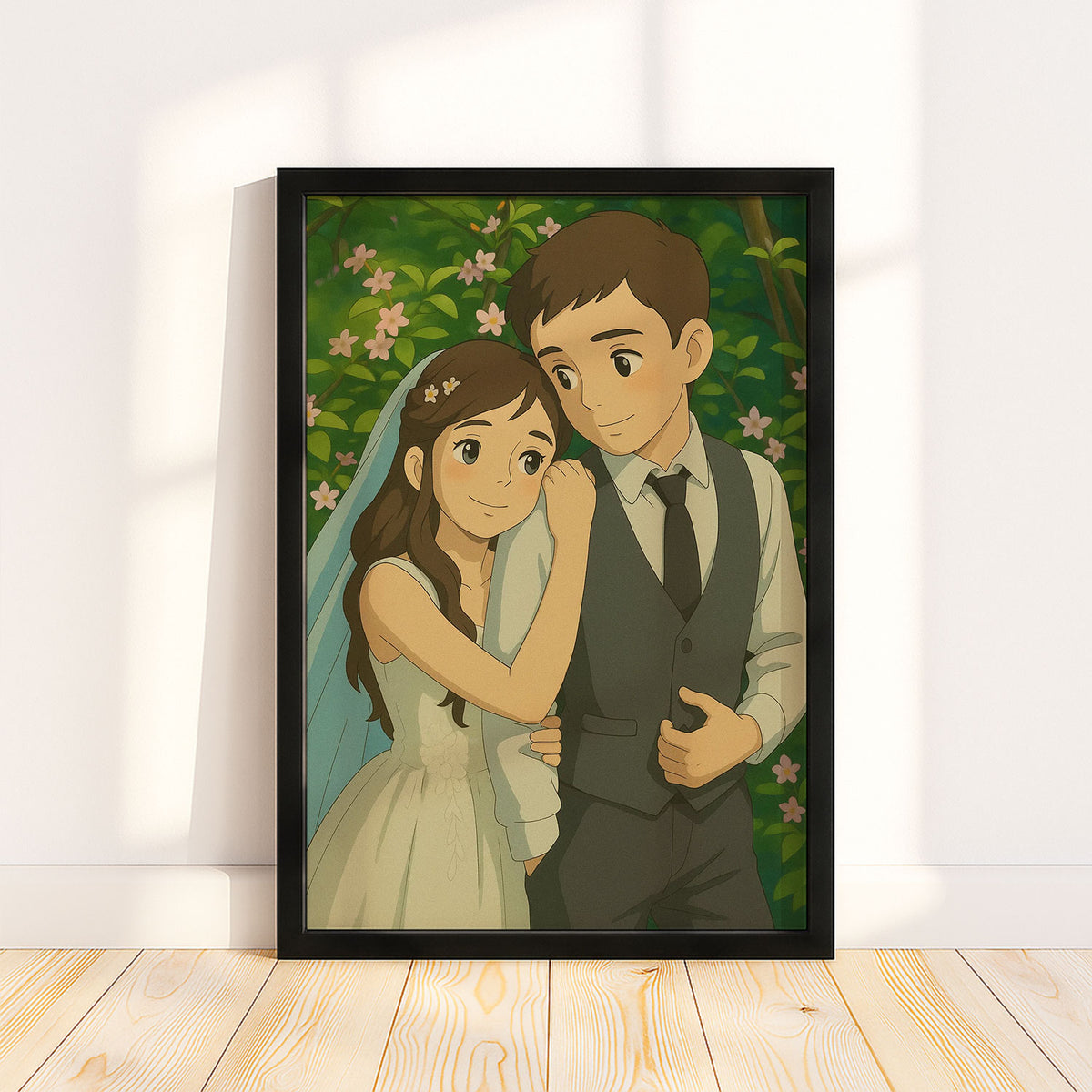Charming Anime-Style Wedding Artwork: Celebrate Love with Unique Hand-Drawn Portrait of Bride and Groom
 - 6