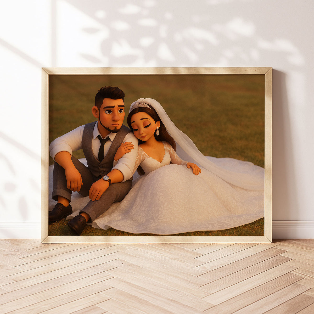 Charming Animated Wedding Portrait: Celebrate Love with Whimsical Art Style
 - 6