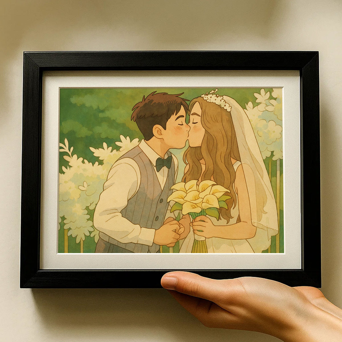 Romantic Wedding Couple Art Print | Stylish Illustration for Home Decor
 - 6