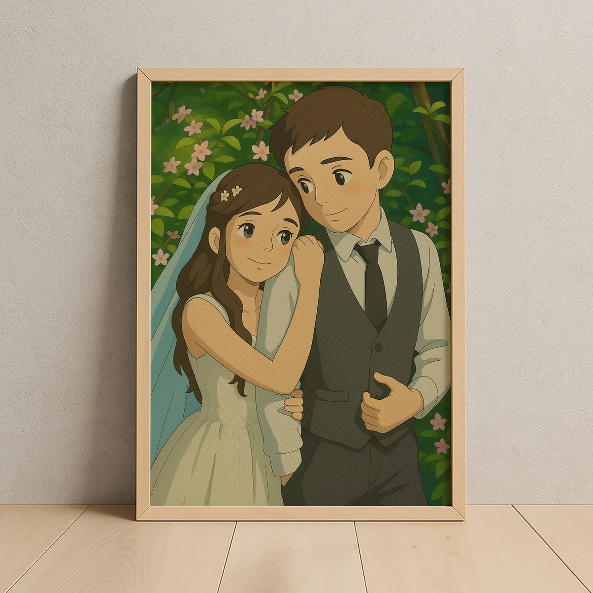Romantic Wedding Couple Art Print in Charming Cartoon Style – Perfect for Home Décor and Gifts
 - 6