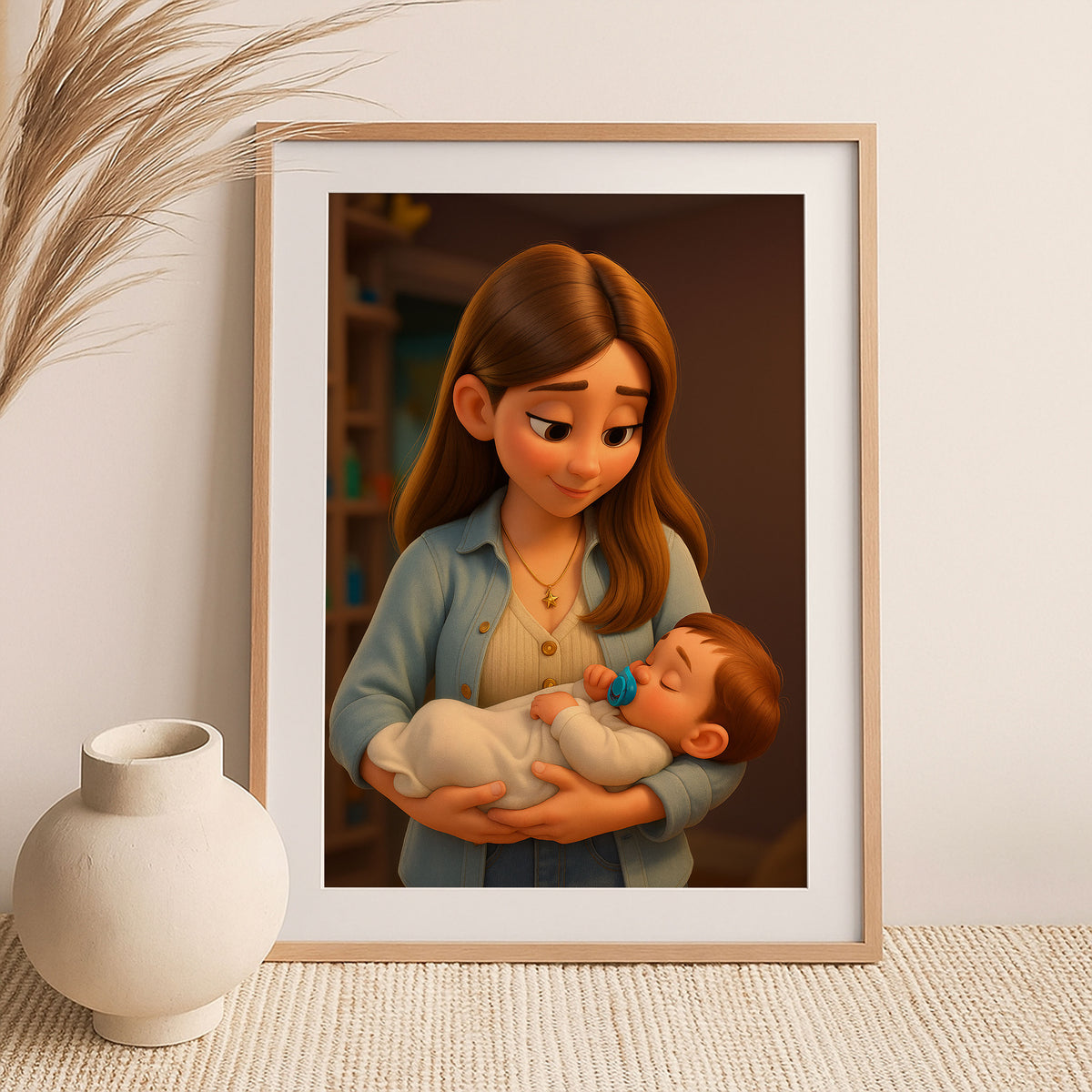 Charming Disney-Inspired Artwork of a Mother and Baby: Heartwarming Digital Illustration for Nursery Decor
 - 6