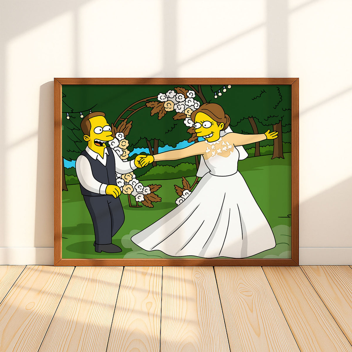 Whimsical Wedding Bliss: Cartoon Bride with Bubbles in Vibrant Illustration Style
 - 6