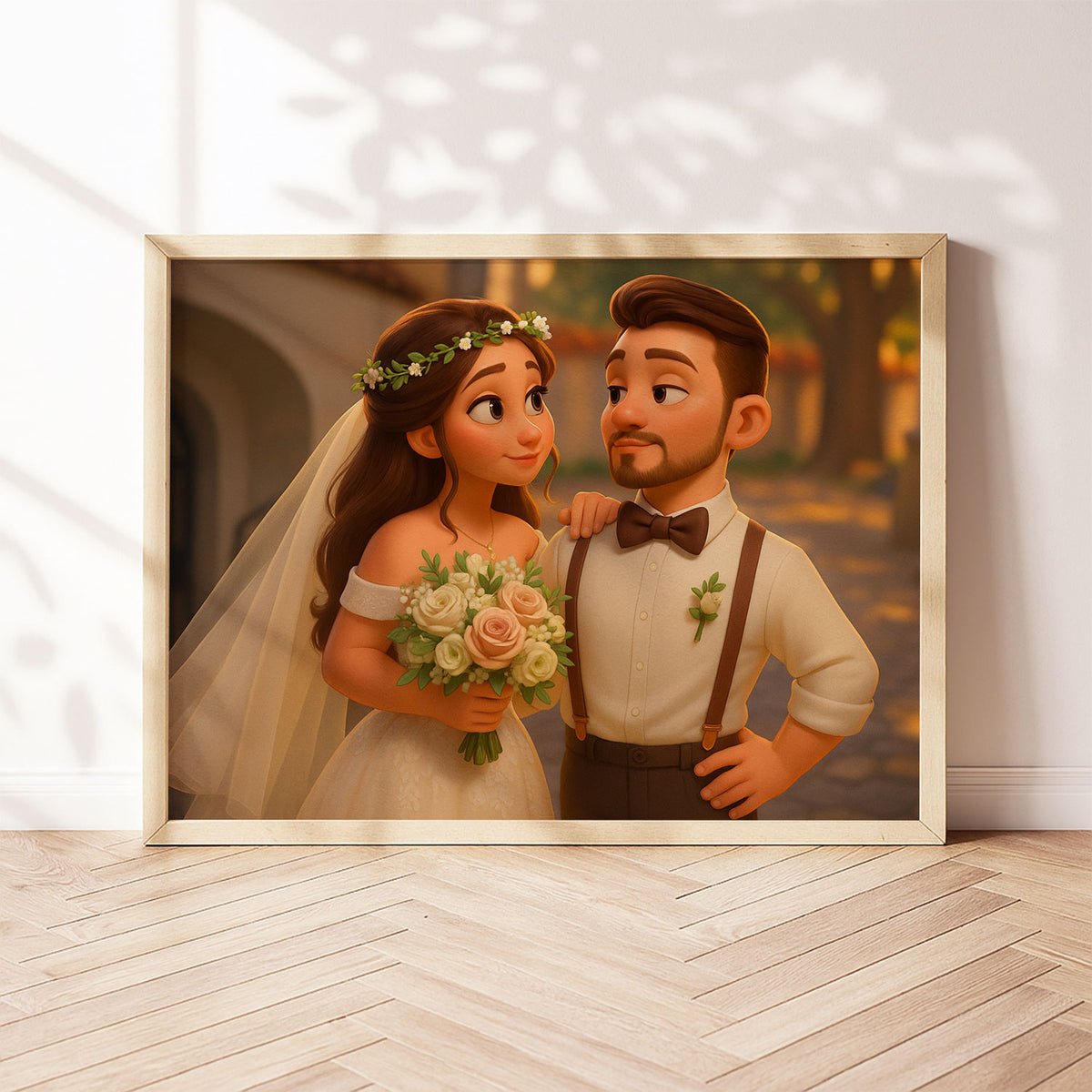 Charming Animated Wedding Couple Art Print - Perfect for Home Decor and Romantic Gifts
 - 6