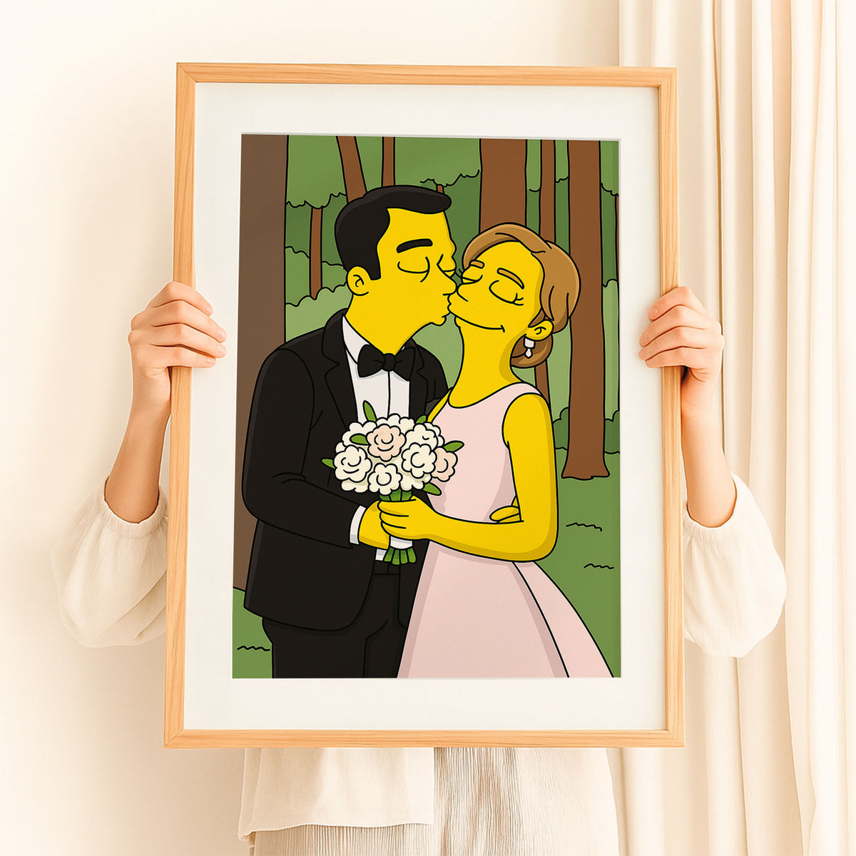 Whimsical Simpsons Wedding Art Print – Perfect Gift for Fans of Pop Culture and Unique Home Decor
 - 6