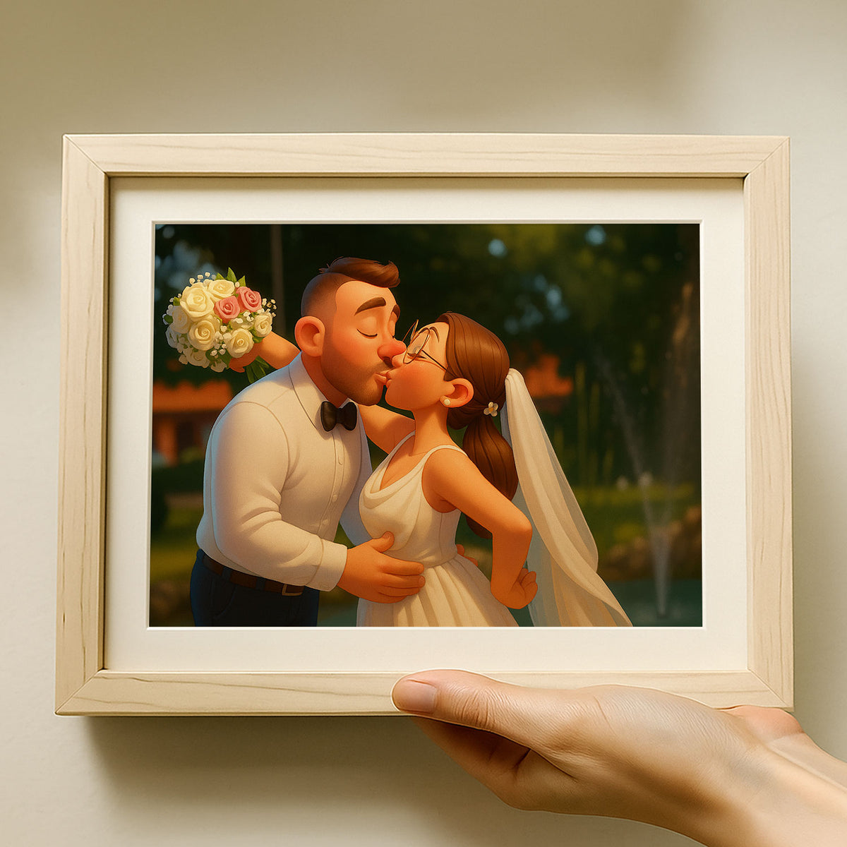 Charming Animated Wedding Portrait: Love and Joy Captured in Whimsical Style
 - 6