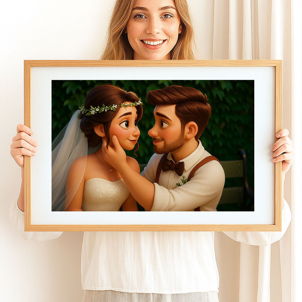 Charming Animated Wedding Portrait of Bride and Groom - Perfect for Home Decor and Gift Ideas
 - 6